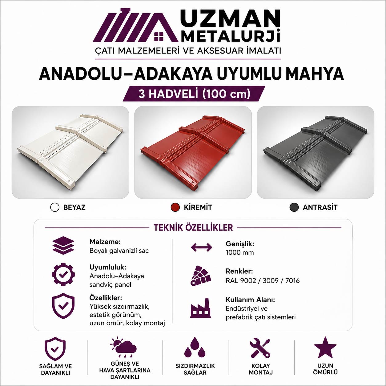 Anadolu–Adakaya Uyumlu Mahya — 3 Hadveli (100 cm)