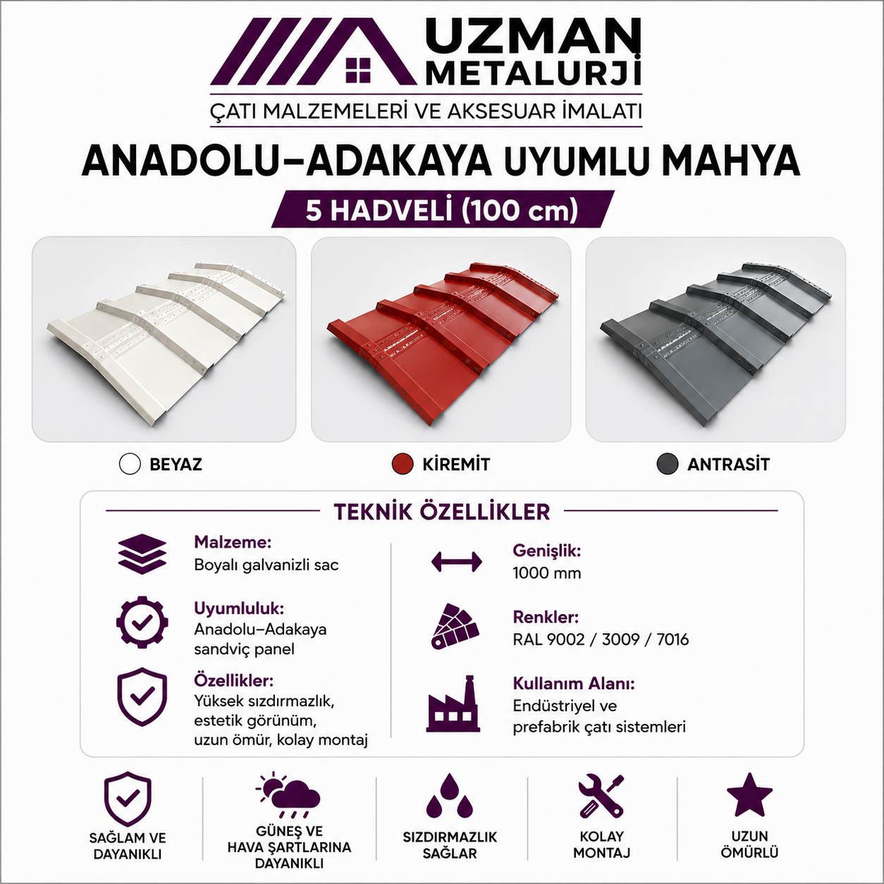 Anadolu–Adakaya Uyumlu Panel Mahya — 5 Hadveli (100 cm)